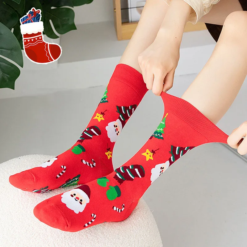 2023 new creative Christmas socks Snowman Santa Claus cartoon crew woman socks