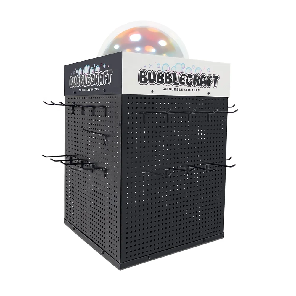 Rotating Electronic Accessories Display Stand Sticker Tool Retail Acrylic header Metal Pegboard Display Rack