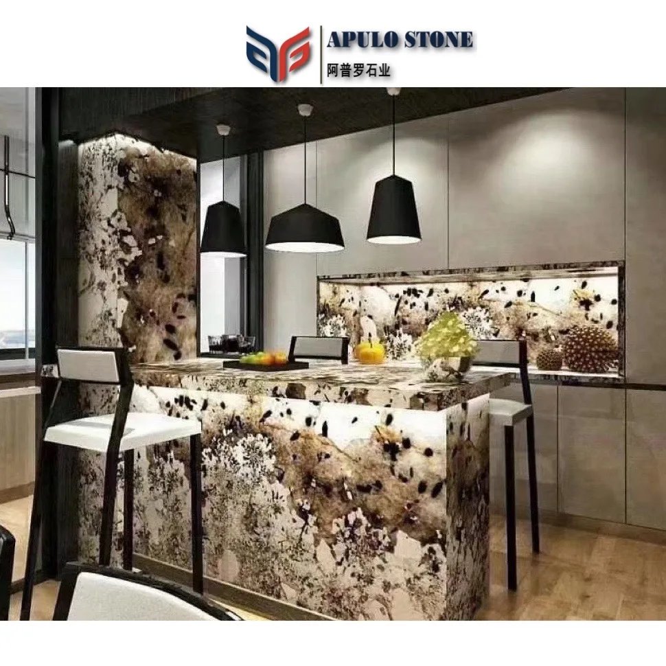 Apulo Patagonia Granite Top Dining Table Round Natural Stone top coffee table Granite Stone And Table Top