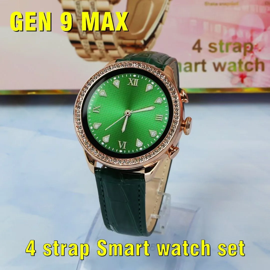 Hot gen9max women smart watch strap set round girls gift package watch+4 colorful straps gen9 gen 9 max smartwatch with 4belt