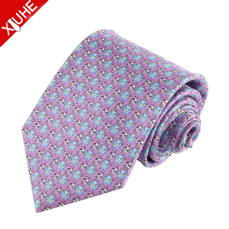 Handmade Fashion Design Men Tie Cartoon Pattern Silk Necktie Custom Printed Silk Men Ties