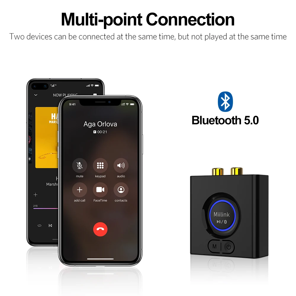 1Mii Bluetooth 5 0 аудиоприемник 3 мм AUX/RCA Out музыкальный приемник 12H Playtime стерео адаптер для динамика