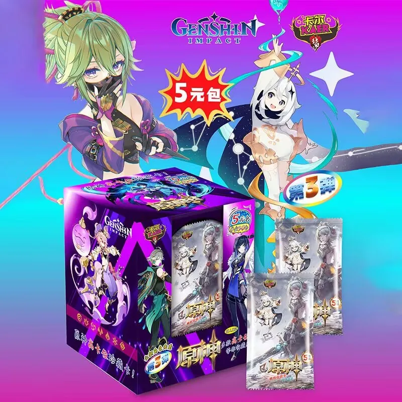 Original Genshin Impact TCG Cards Anime Game Collection Cards Booster Box Rare SSR Surrounding Table Toys For Kids Gift