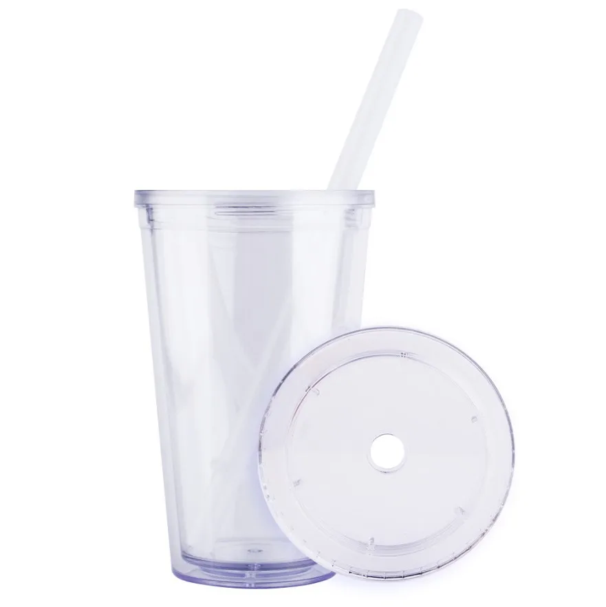 16 oz double wall PS material printing reusable plastic cup custom