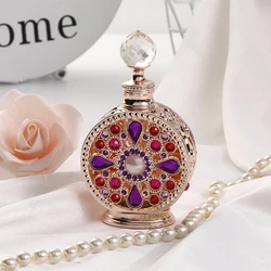 12ml Arabic Dubai Metal Perfume Bottle Glass Essential 0il Attar Refillable Bottles #889