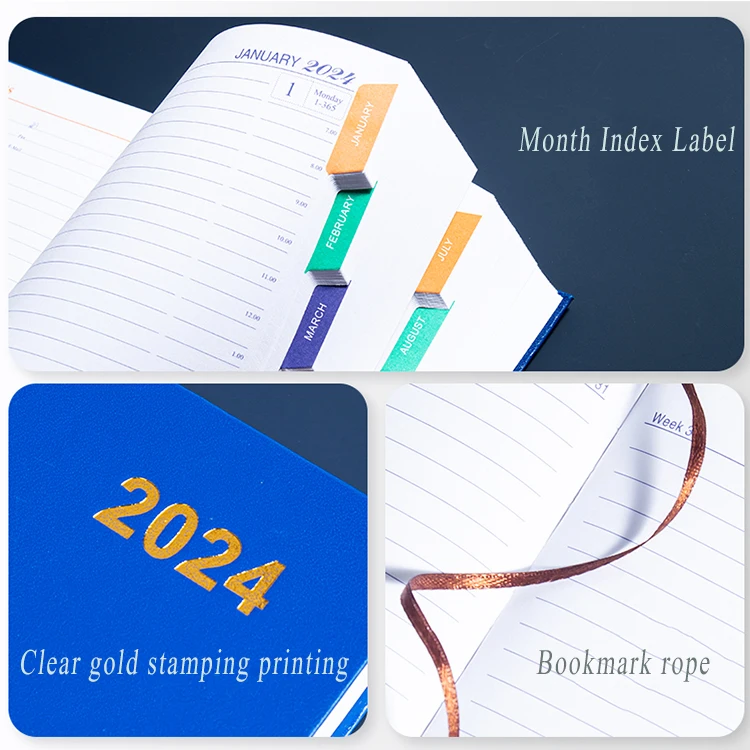 HongShun 2024 calendar notebook agenda 156 sheets leather diary journal notepad weekly daily yearly planner