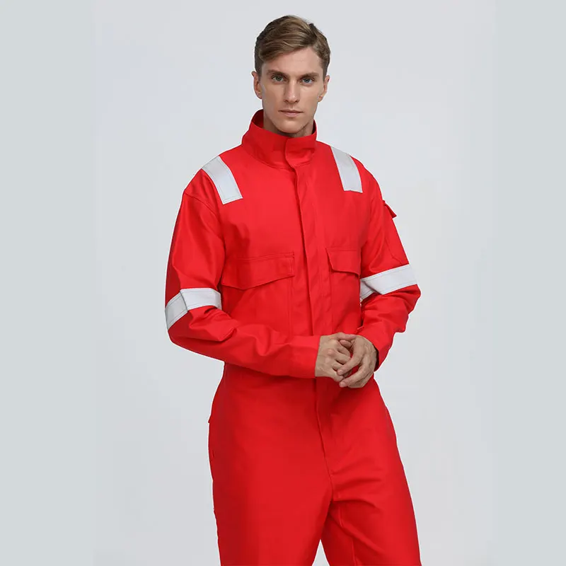 Fire Resistant Work Clothes Anti Static Flame Retardant Workwear Cotton Fireproof Welding Coverall for Oil and Gas Fr Clothing