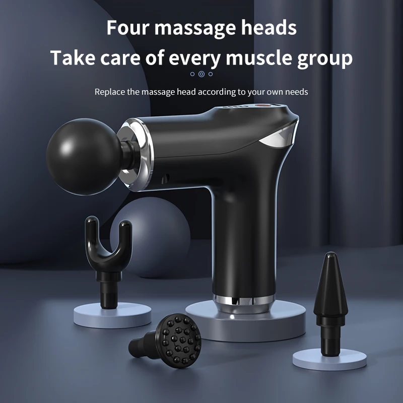 New Trending 5 Speeds Vibration Therapy Massager Mini Fascia Massage Gun with 4 Replacement Massage Heads