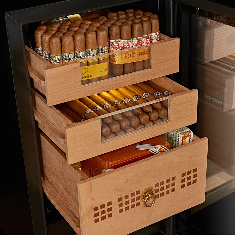 Compressor Tobacco Box Cigar Humidor Adjustable Thermostat Mini Cigar Cases Cedar Wood