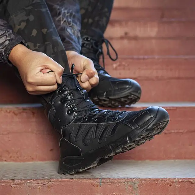 
Factory direct sale low quality microfiber upper delta high-top combat fans outdoor tactical shoes and boots 
