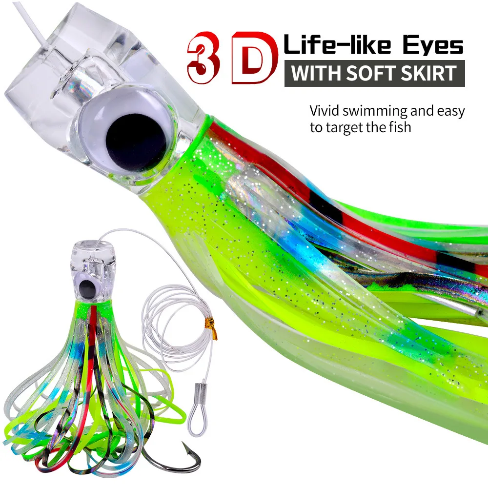 Wholesale 6.5 inch 9 inch Squid Skirt Bait Fishing octopus trolling Lure tuna chugger bait for sea fishing