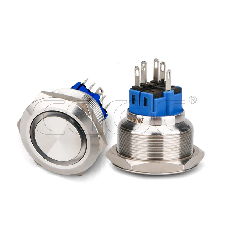 28MM 1no1nc flat round illumination momentary colorful light lock starting switch pin button metal