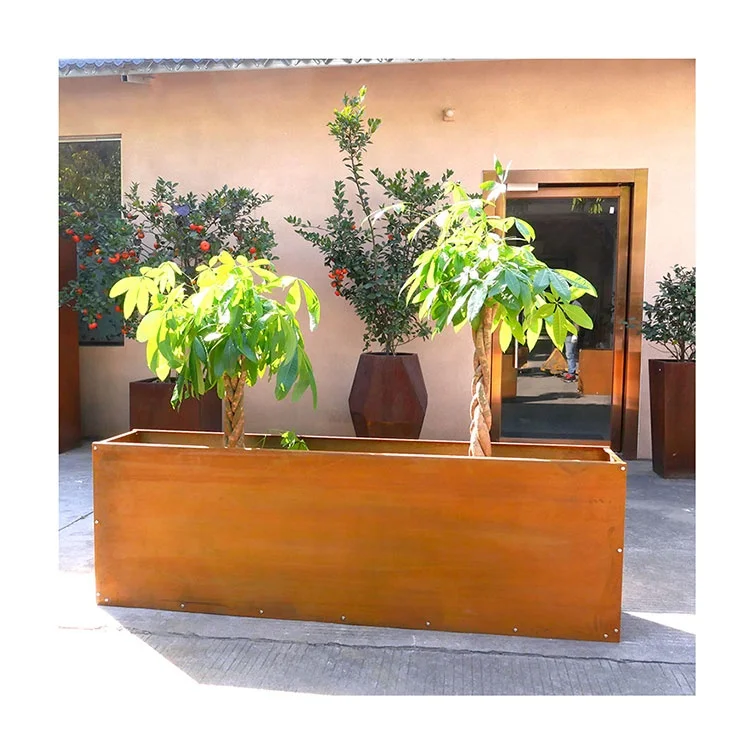 Custom Laser Cut Metal Planter  Extra Large Rectangular Planter Garden Planter Metal Pot