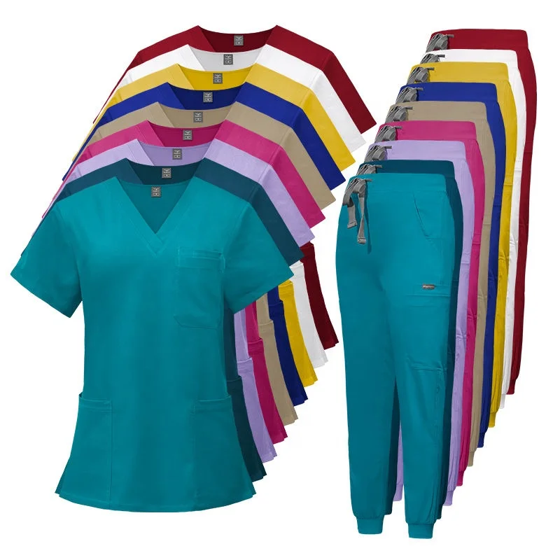 Oem Comfortable Breathable Custom Logo Fashionable Medical Dental Clinic Jogger Hospital Nursing Scrubs Uniforms Sets Nurse