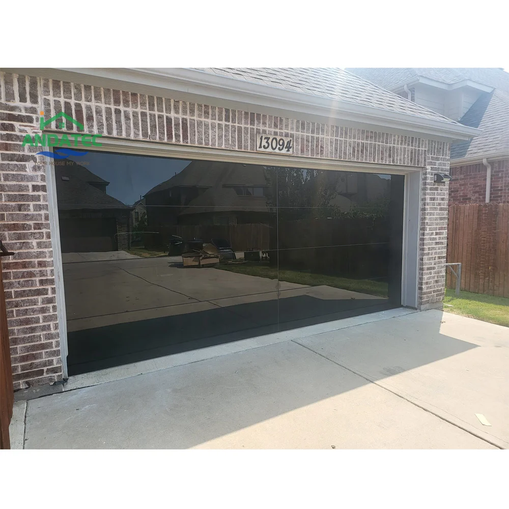 Commercial insulated frameless aluminum black for villa New style Modern Motor Garage Door Automatic