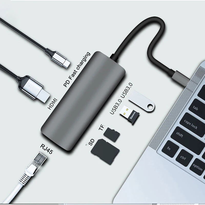 USB порно-концентратор 7 в 1 USB-концентратор 3 0 Type-C на RJ45 док-станция PD адаптер быстрой зарядки C концентратор портов для