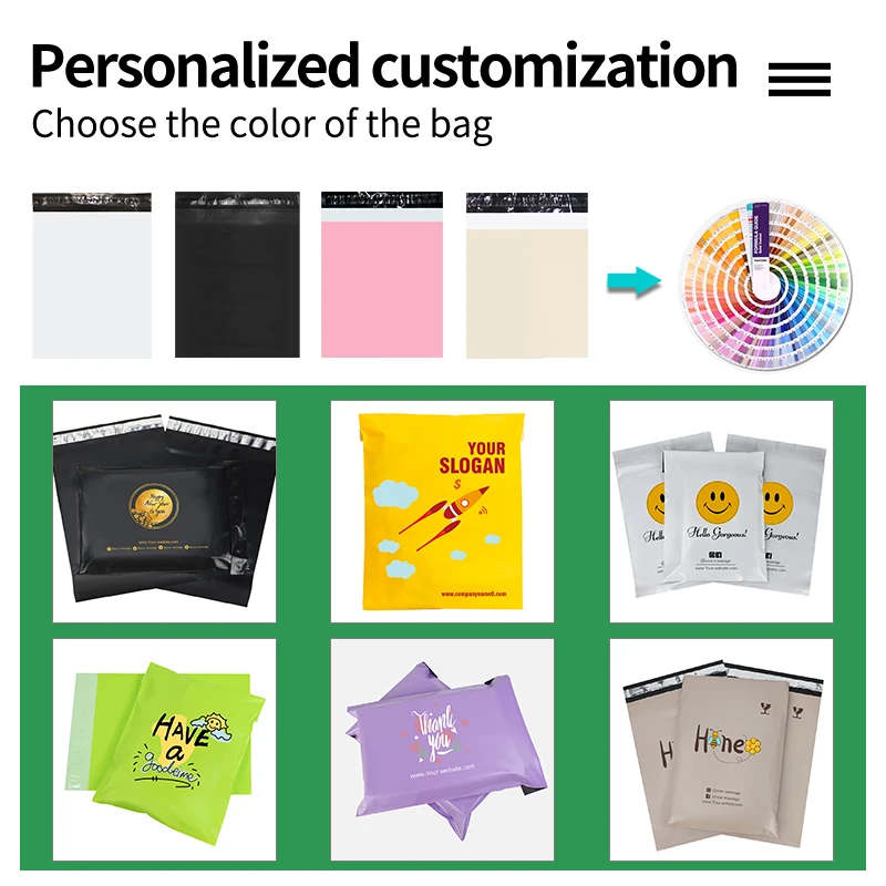 ZMY Custom Compostable Poly Mailer Bags Gift Box Package Mail Big Poly Mailer Bag Matte Black Corn Polymailers
