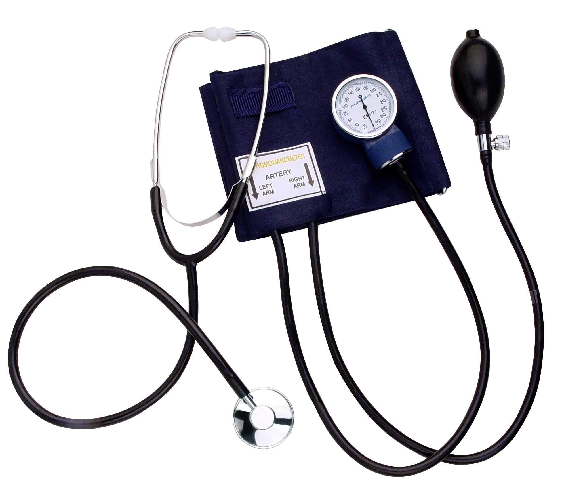 Blood pressure gauge with adult single head stethoscope