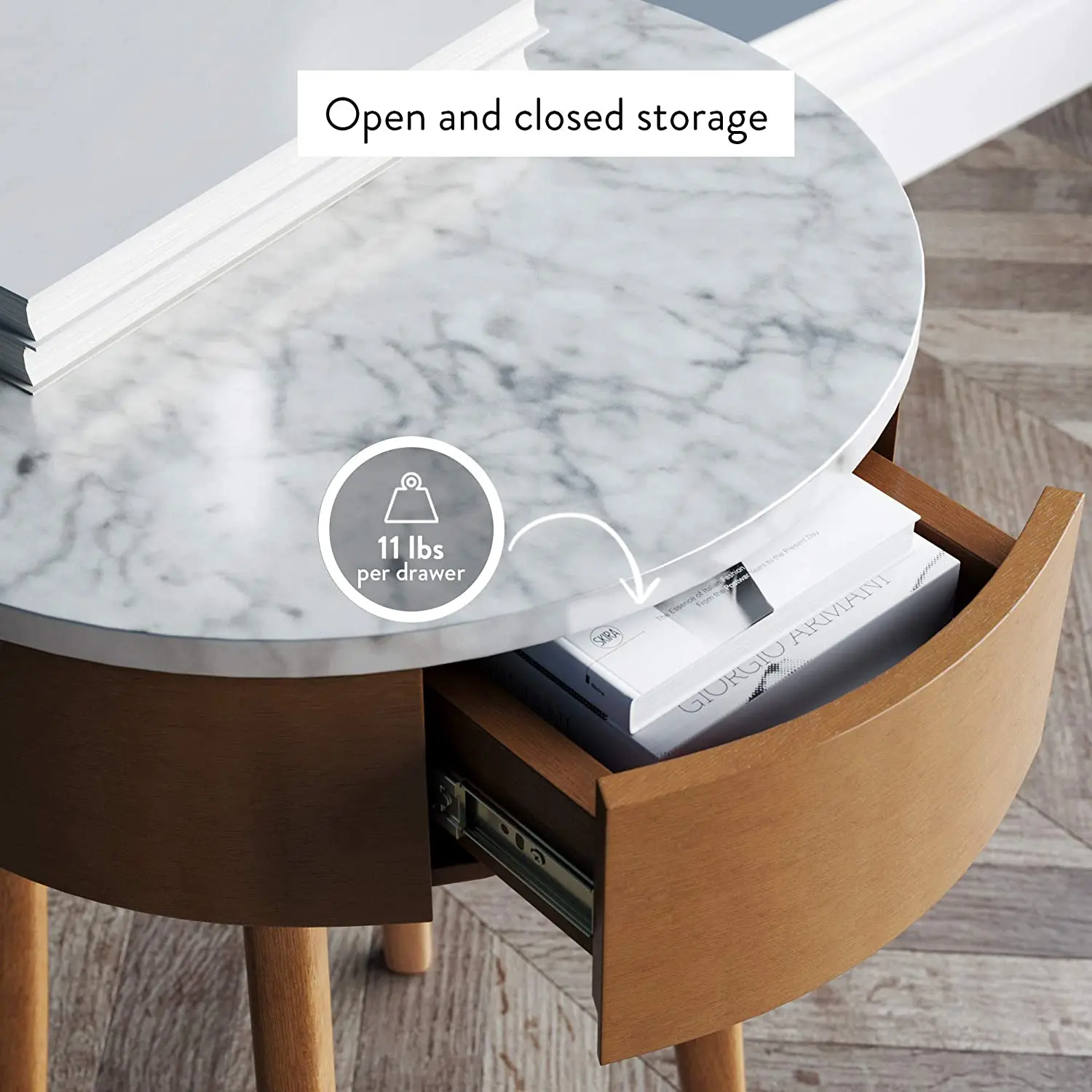 
Combohome Mid-Century Round Movable Side End Table Walnut Finish Wood Bedside Table 