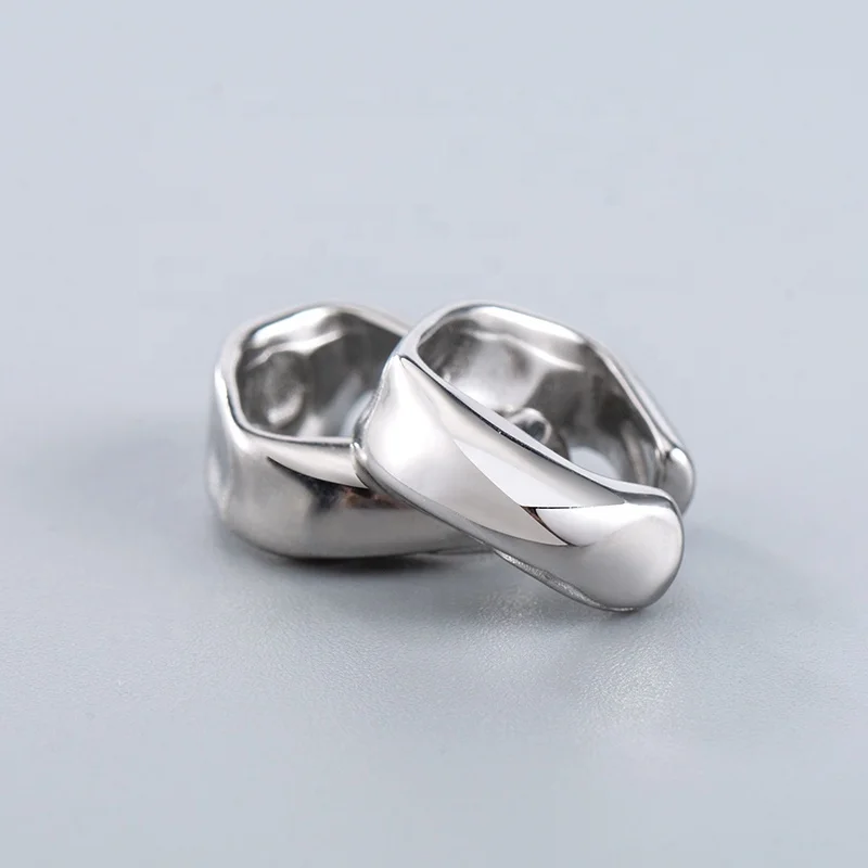 European Fashion Stainless Steel Minimalism Clip Earrings Male/Female Simple Irregular Geometric Ear Cuff