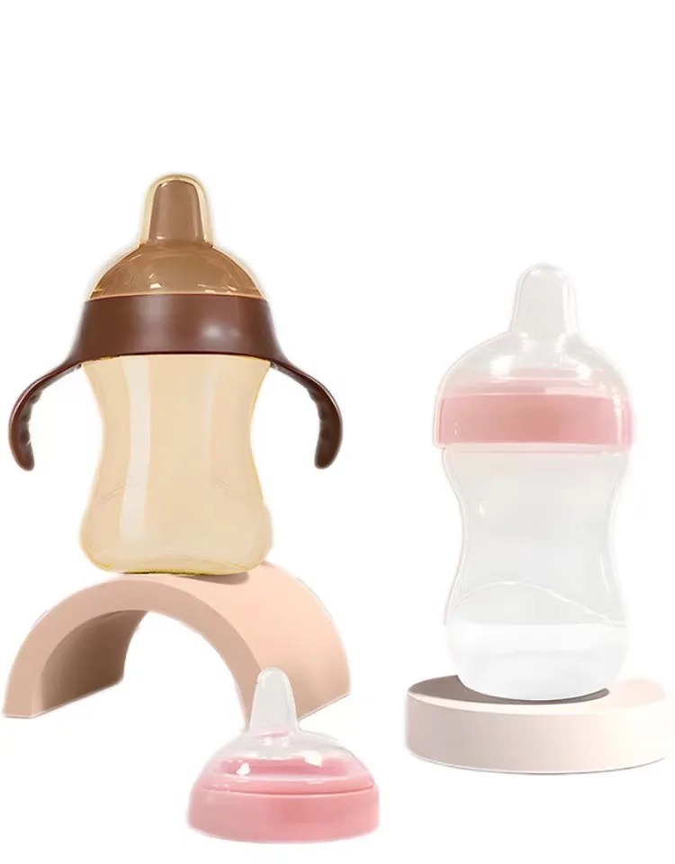 Duckbill training water bottle duckbill type handle leakproof 250ml plastic baby training drinking cup