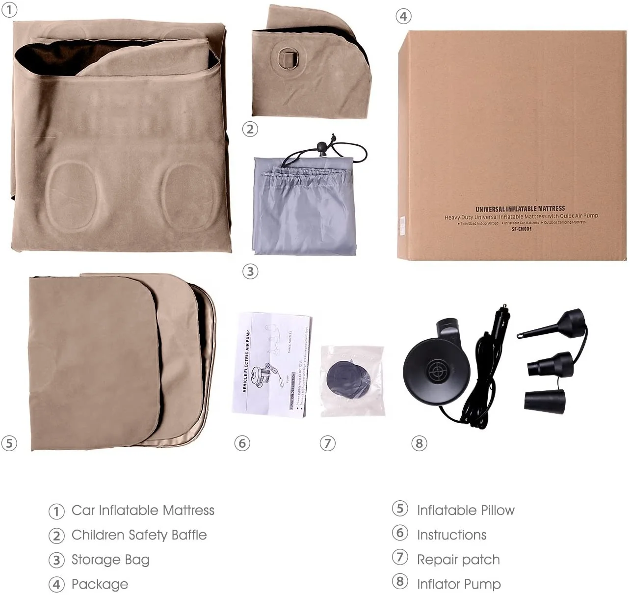 NPOT Car Air Mattress Backseat Inflatable Car Mattress Portable Travel Camping Mattress Sleep Bed for Truck Road Trip