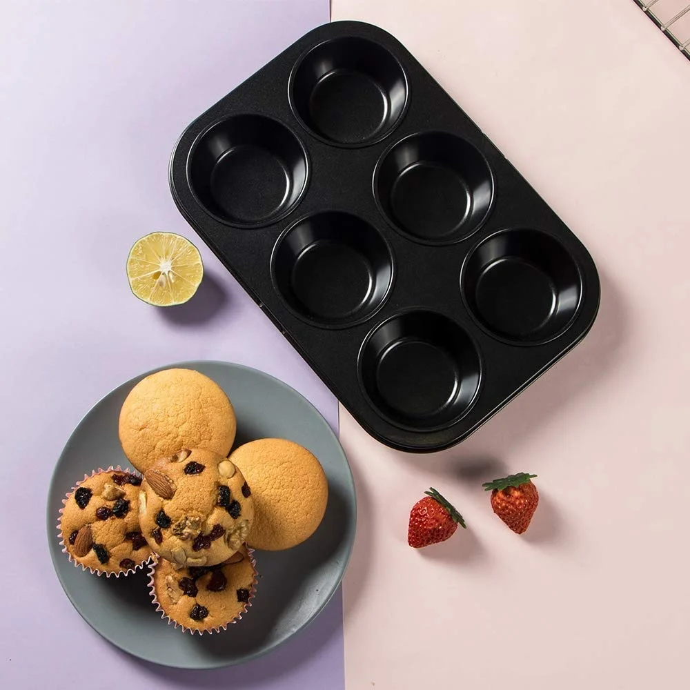 6-cup Non-stick Muffin pan 6 cup pressed carbon steel Muffin tray non stick bakeware