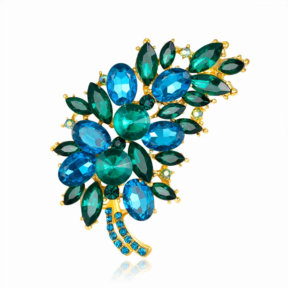 Crystal Peacock Feather Brooch Enamel Pins Brooches Wedding Accessories Retro Fashion Brooch For Cloth Women Gift