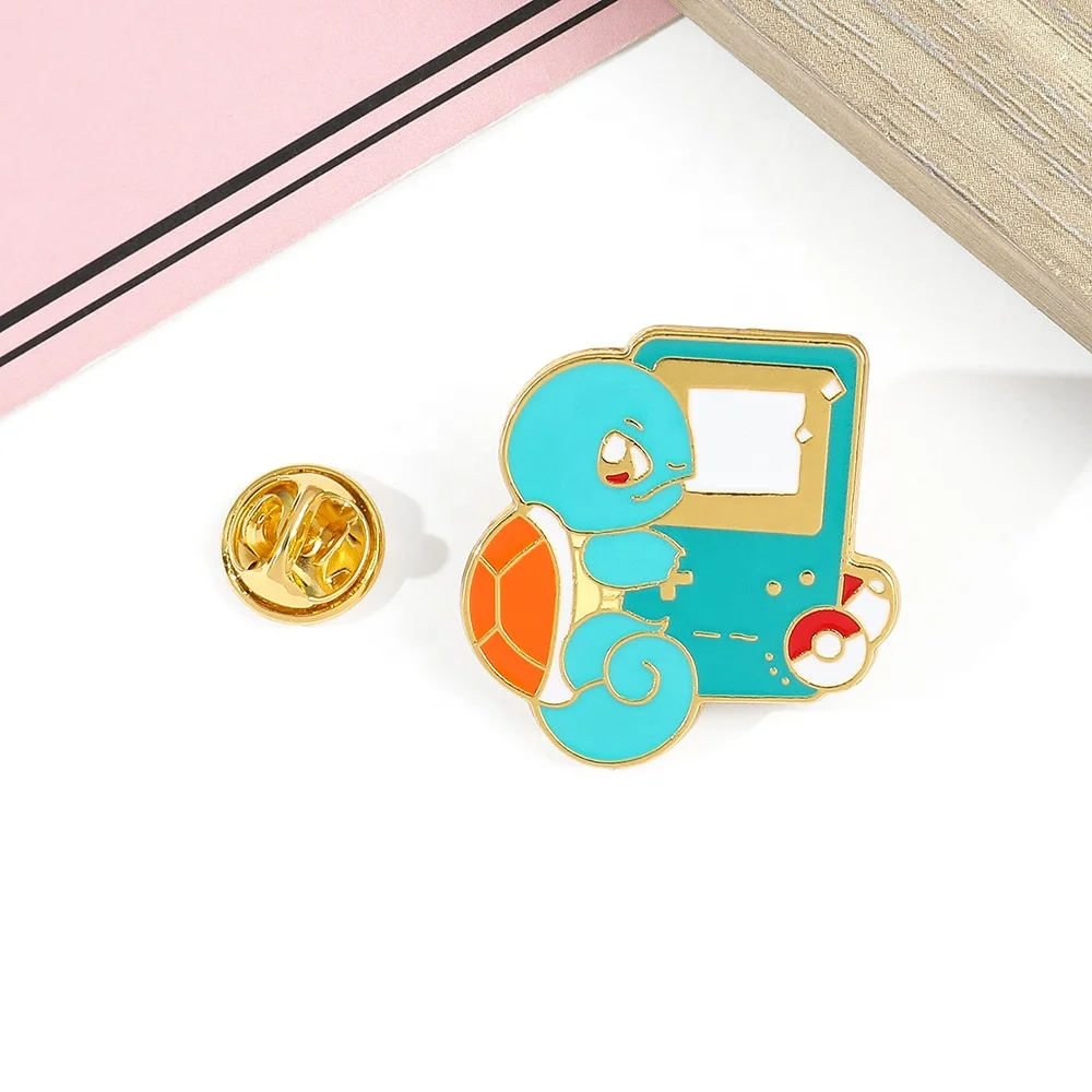 Pocket Monster Ins Style Johnny Turtle Magical Baby Fat Ding Brooch Metal Badge Bag Accessories