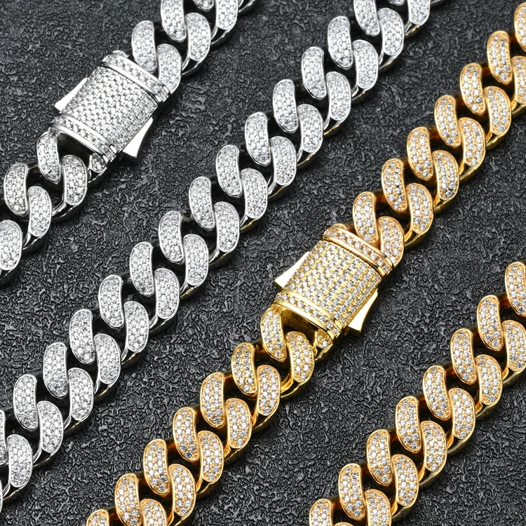 Cities Custom Hip Hop Jewelry Vvs1 Moissanite Iced Out Cuban Link Chain 925 Silver 12mm Diamond Moissanite Cuban Chain