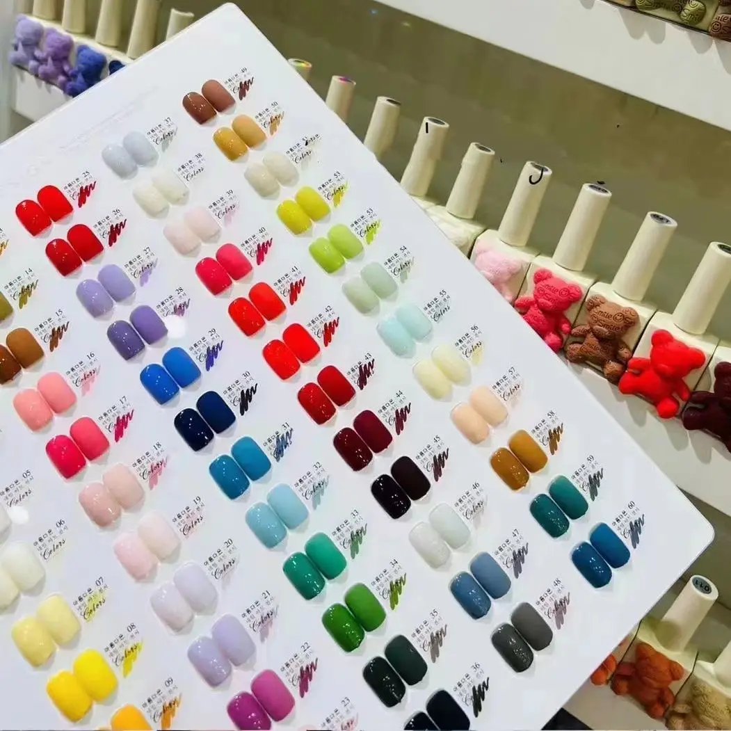 Amazon hot sale nails art supplies lovely bear nail polish kit  60 color soak off uv gel polish set with color plate for salon