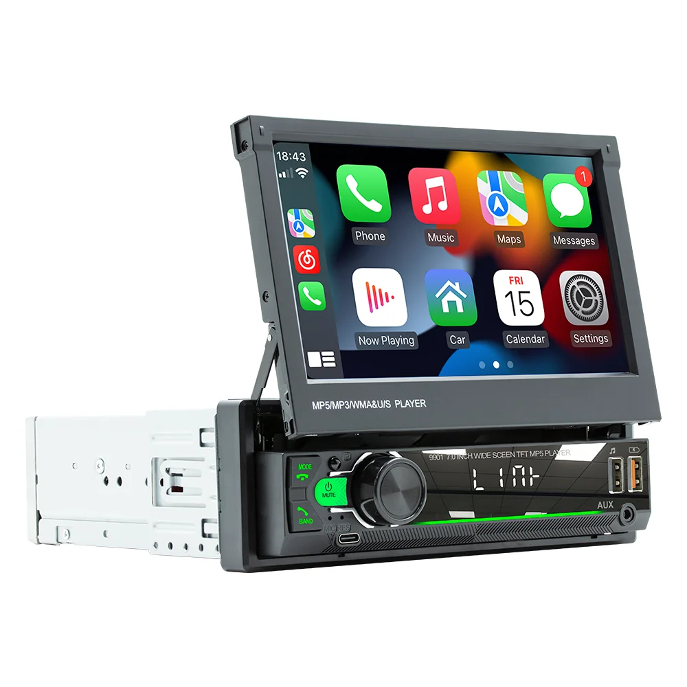 Universal 7 Inch Flip out touch screen Single Din Car GPS Auto Radio 1 Din Car Stereo Player