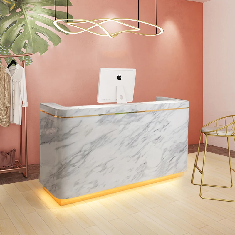 Modern Cash Table Register Retail Wooden Counter Cashier Desk Store Boutique White Checkout Counters Reception Desks for Sale