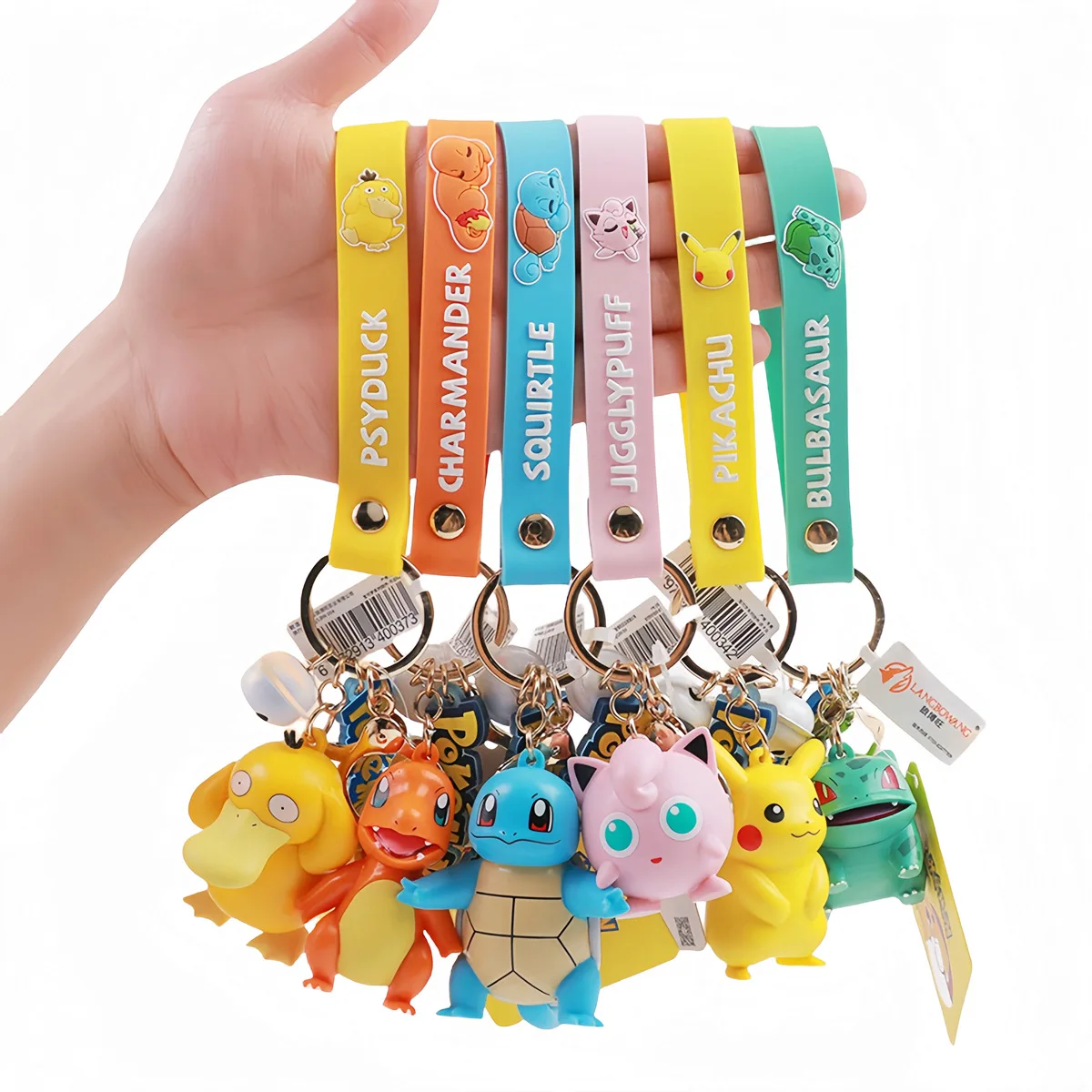 High quality 3d kawaii pokemoned figure keychain anime cartoon Keyring bag pendant pocket monster collection toys for gift