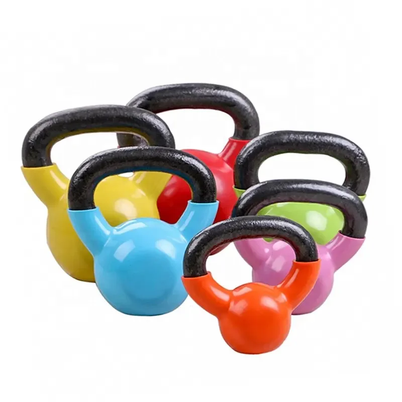 China Colorful custom logo vinyl kettlebell PVC coated kettlebells for weight lifing exercise