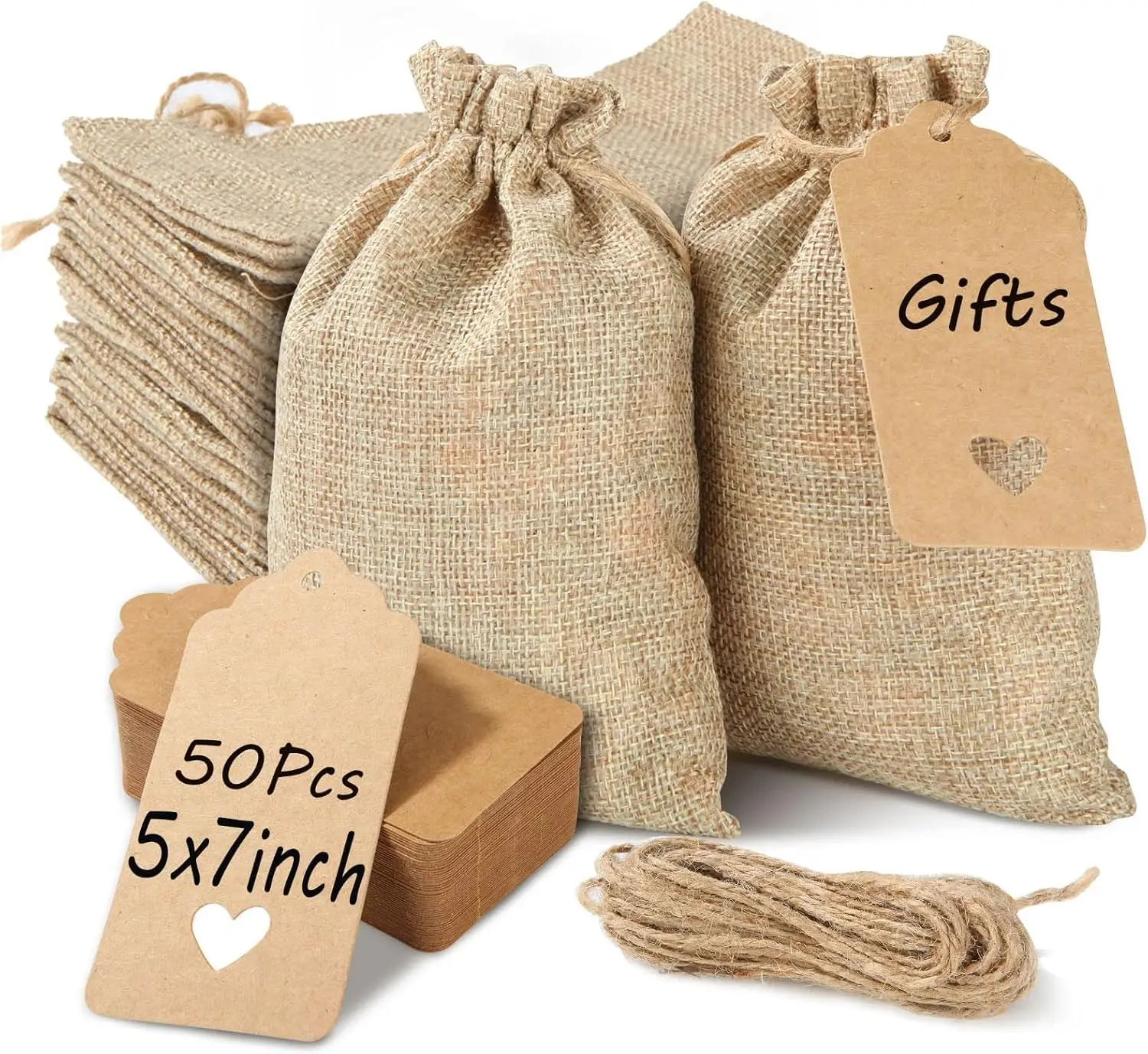 Burlap Bags with Drawstring 3x4 Inch Cream color Drawstring Gift Bag  for Wedding Party Favors, DIY Craft