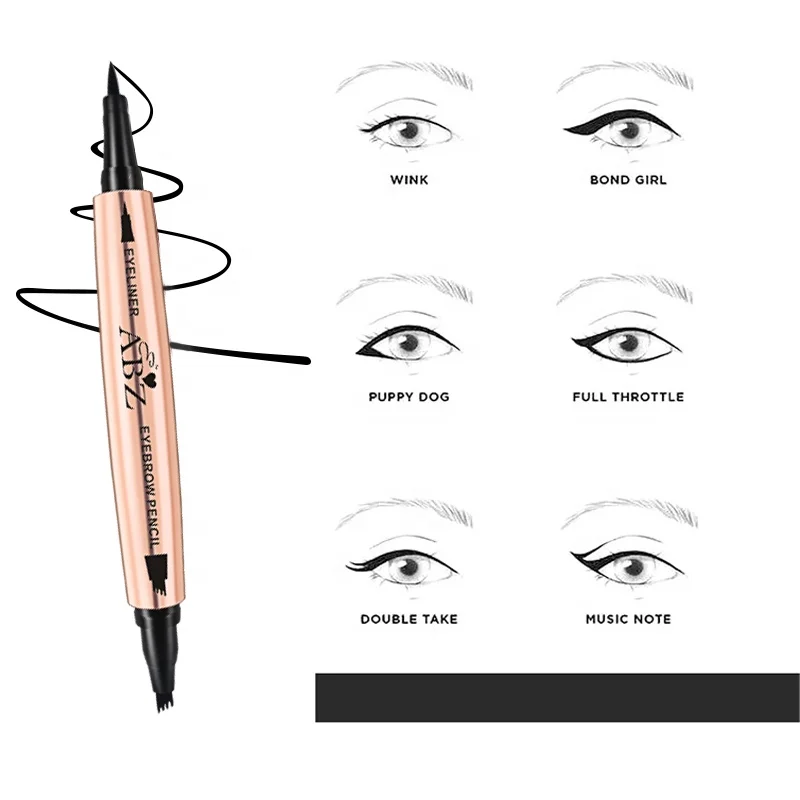 ABZ Private Label Waterproof Quick Drying 2 in 1 Four-forks Eyebrow Mascara for Eye Makeup