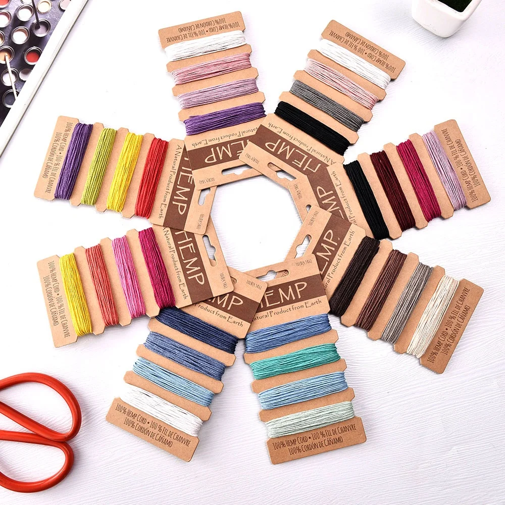 Ready to Ship Hand Knitting 1MM Waxed Hemp Cord Wholesale Sell by Card 19Colors