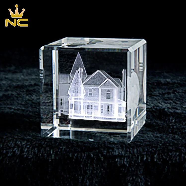 3D Laser Etched Crystal Cube Photo For Custom Brain Glass Paperweights