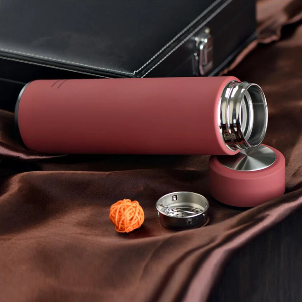 500ml Customized Logo Matt Vacuum Flask Thermos With Tea Filter