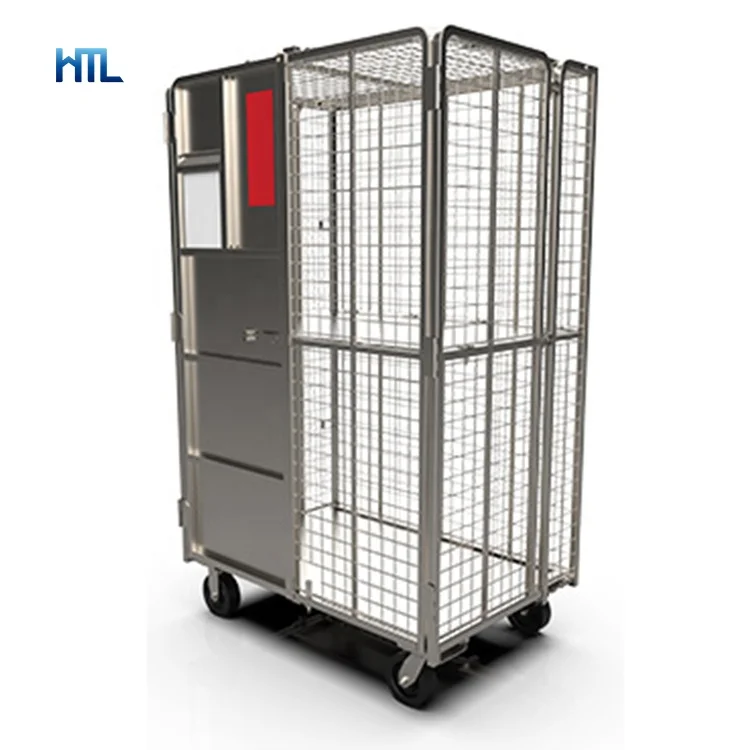 Large industrial metal mesh metro wire 2 shelf security cage for storage