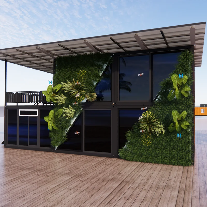 40ft Glass Sloping Roof in Thai Ancient Style Prefabricated House Container Building Steel Construction Module Summerhouse Home