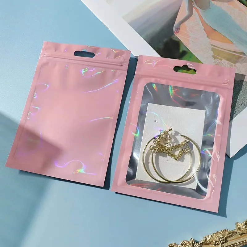 Printing Iridescent Plastic Laser Holographic Zipper Poly Bag Zip Lock Bags