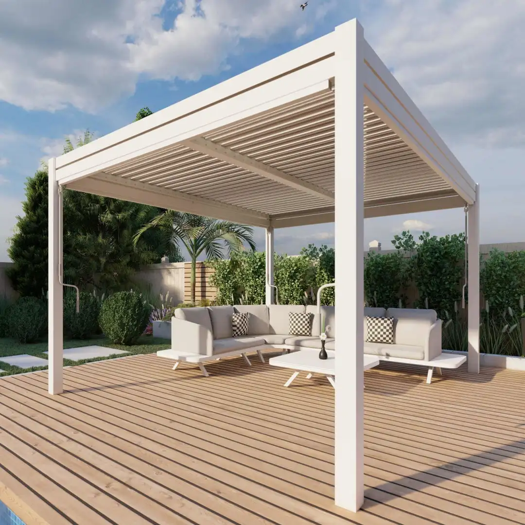 Custom Canopy Gazebo Aluminum Profile Bioclimatic Electric Louvered Roof Pergola 3x3 3x4