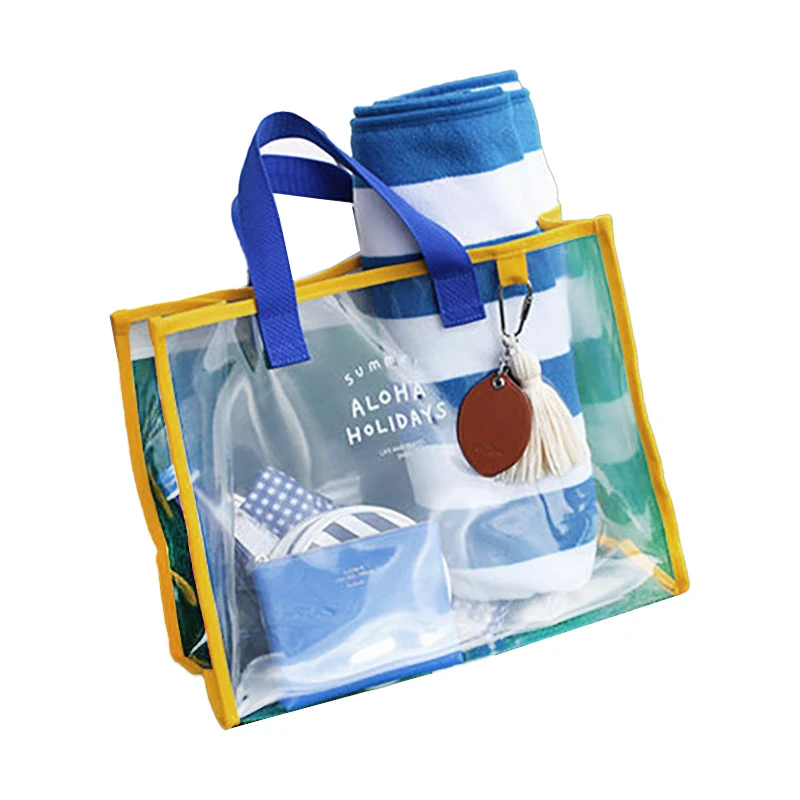 Fashion Women Clear Tote PVC Laser Waterproof Transparent Handbags Female Large Shopper Shoulder Bag Summer Beach Portable Pouch