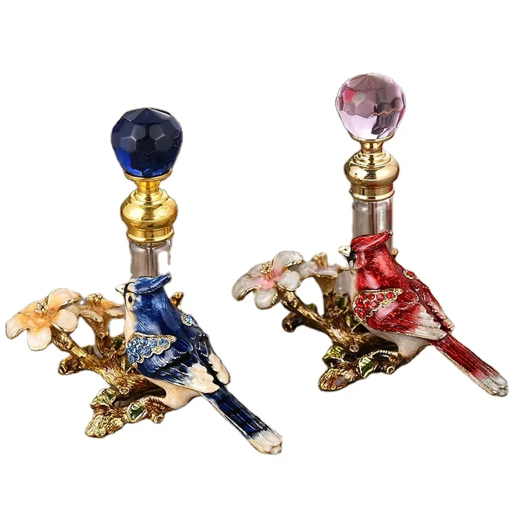 4ml Empty Glass Metal Tube Perfume Bottles Bird Bohemian Waxwing Perfume Arabic Bottles