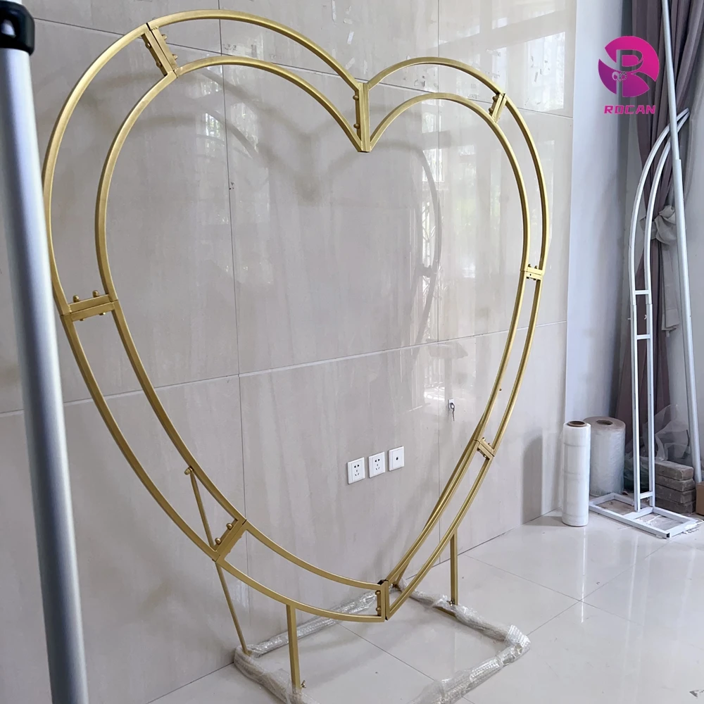 Shiny Gold Heart Arch 6.6ft (200cm) Height Love Arch Balloon Arch Wedding Party Proposal Events Wedding Backdrop