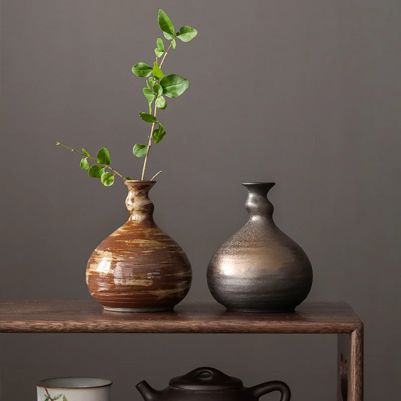 Handmade Retro Ceramic Vase Inspired by Zen Wabi Sabi Stylish Japanese Rough Pottery Home Tea Table Decoration Flowers Ornaments