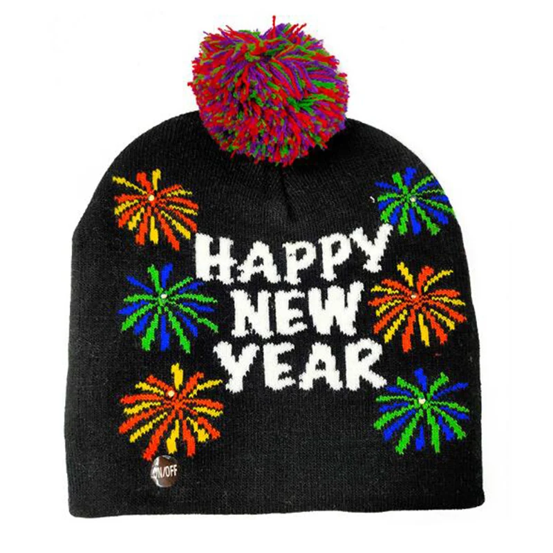 Новинка 2020, забавная вязаная шапка на Рождество со светодиодами, теплая шапка для детей и взрослых, шапка на Новый год и Рождество