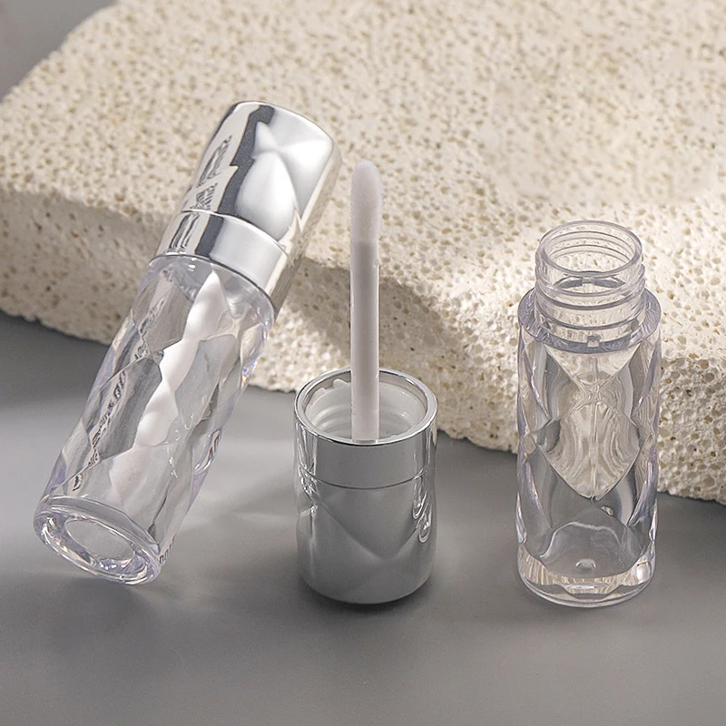 New Arrival 4.5ml Clear Rhombus Lip Gloss Tube with Silver Lid